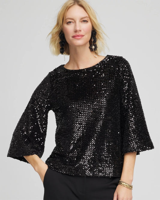 Chico's Hot Sale - Sparkling Sequin Party Tee Black