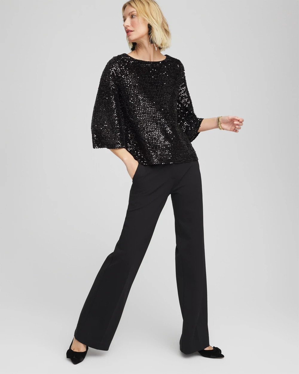 Chico's Hot Sale - Sparkling Sequin Party Tee Black