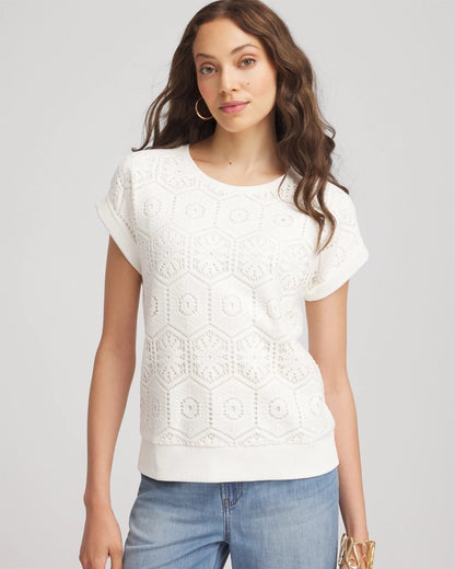Chico's Best Price - Crocheted Cotton-Blend Shirt Ecru
