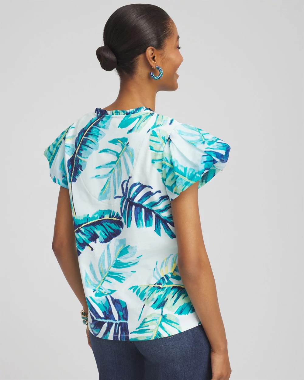 Chico's Customer Favorite - Notch Neck Cap Sleeve Tee Paradiso Blue