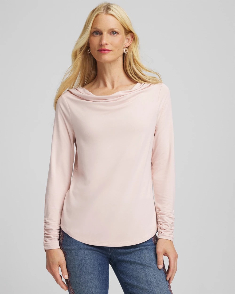 Chico's Popular - Cowlneck Long-Sleeved Tee Rose Smoke