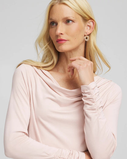 Chico's Popular - Cowlneck Long-Sleeved Tee Rose Smoke