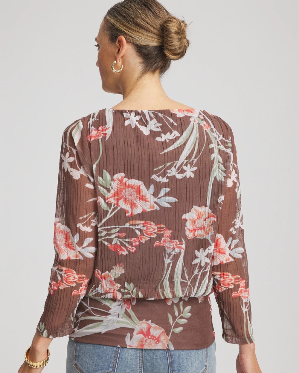 Chico's Trusted - Textured Banded-Hem Top Dried Mushroom