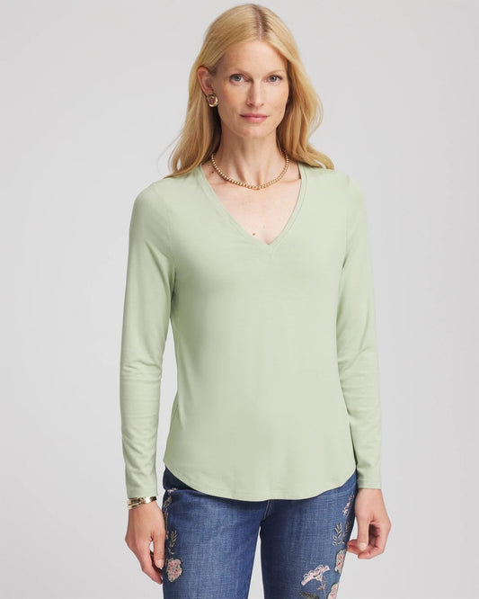 Chico's Smart Buy - Touch of Cool™ V-Neck Layering Tee Sage Meadow