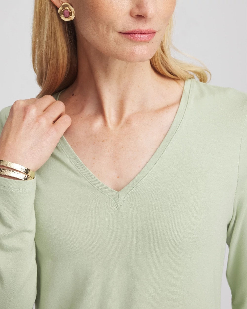Chico's Smart Buy - Touch of Cool™ V-Neck Layering Tee Sage Meadow