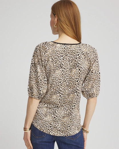 Chico's Trending - Leopard Braided Linen Top Ecru