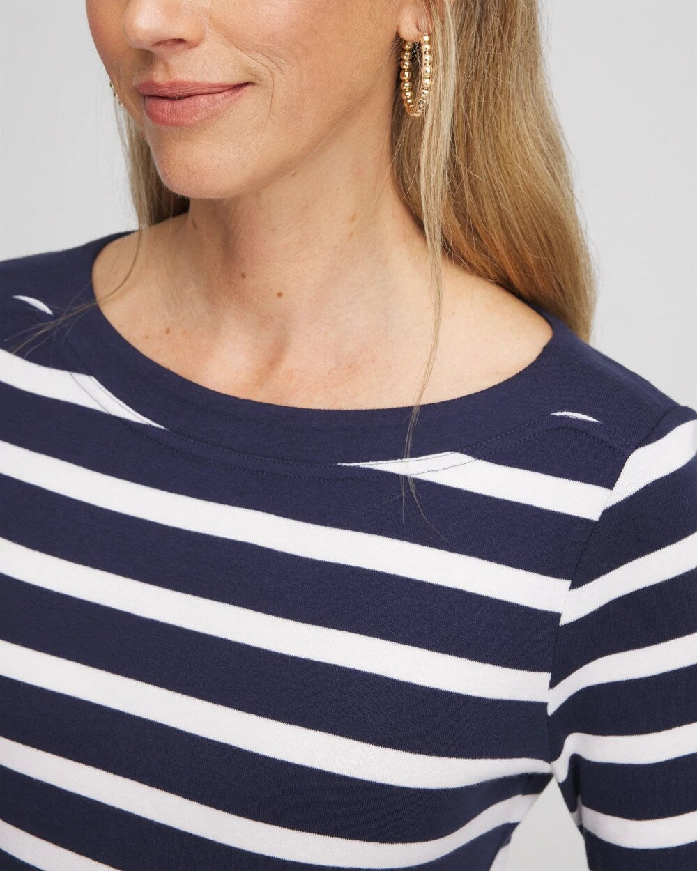 Chico's Great Value - Stretch Cotton Boatneck Tunic Passport Blue