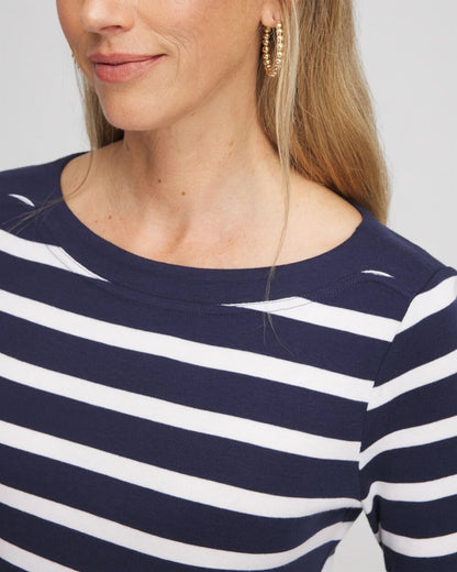 Chico's Great Value - Stretch Cotton Boatneck Tunic Passport Blue