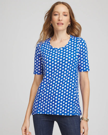 Chico's Featured - Printed Slub Short Sleeve Tee Azure