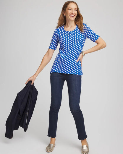 Chico's Featured - Printed Slub Short Sleeve Tee Azure