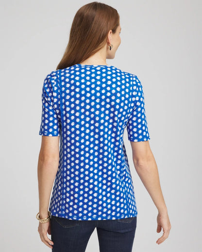 Chico's Featured - Printed Slub Short Sleeve Tee Azure