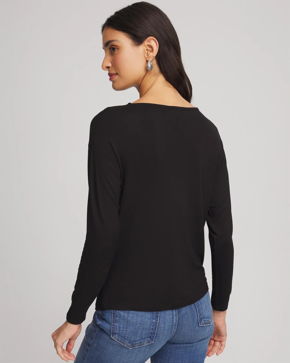 Chico's Premium - Embellished Cowlneck Dolman Tee Black