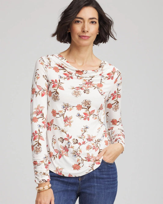 Chico's New - Touch of Cool™ Long-Sleeved Cowlneck Tee Ecru
