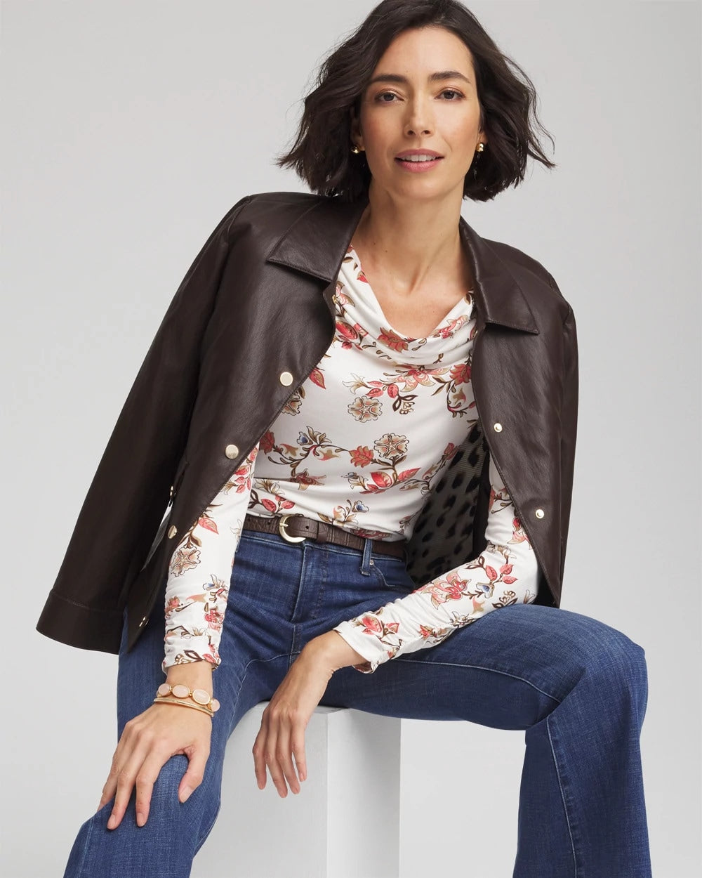 Chico's New - Touch of Cool™ Long-Sleeved Cowlneck Tee Ecru