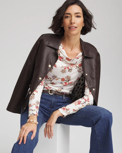 Chico's New - Touch of Cool™ Long-Sleeved Cowlneck Tee Ecru