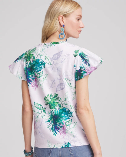 Chico's Exclusive - Notch Neck Cap Sleeve Tee Gentle Lavender
