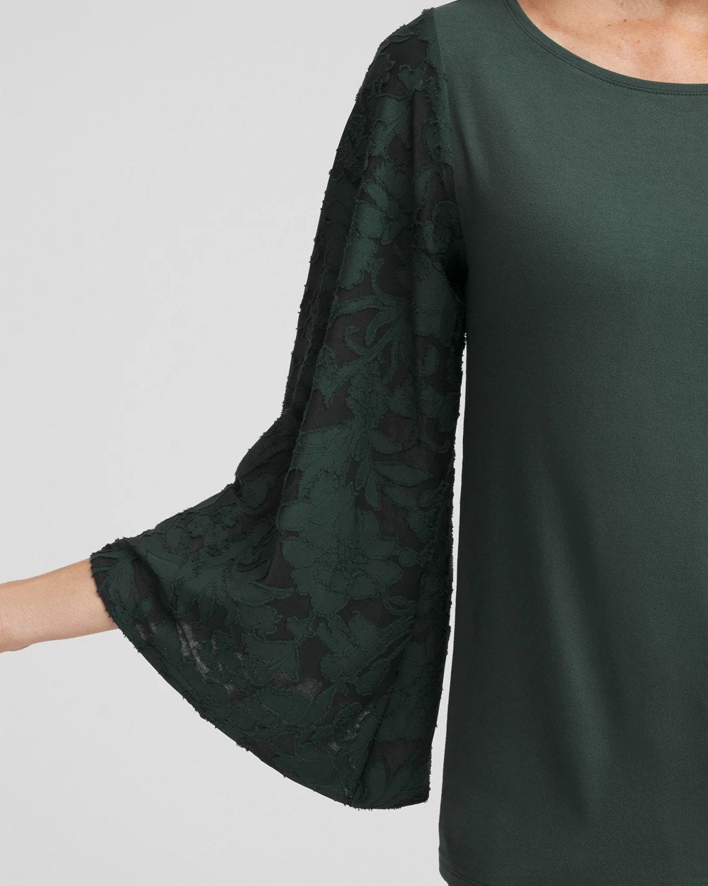 Chico's Exclusive - Touch of Cool™ Burnout Angel-Sleeved Top Darkest Spruce