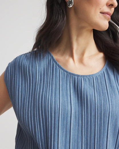 Chico's Value - Melange Pleated Bubble-Hem Top Indigo