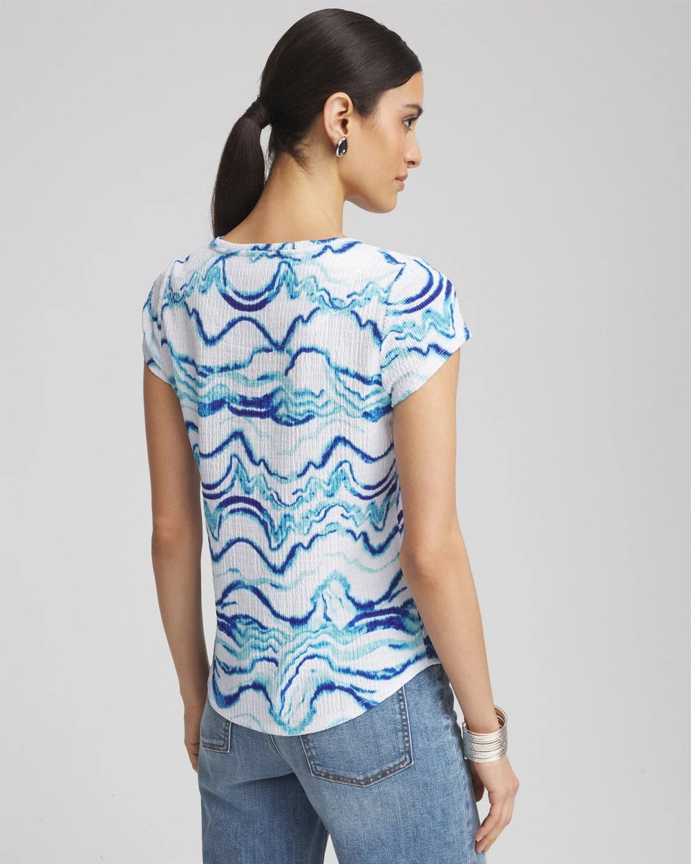 Chico's Smart Buy - Ocean Waves Cap Sleeve Dolman Tee Alabaster