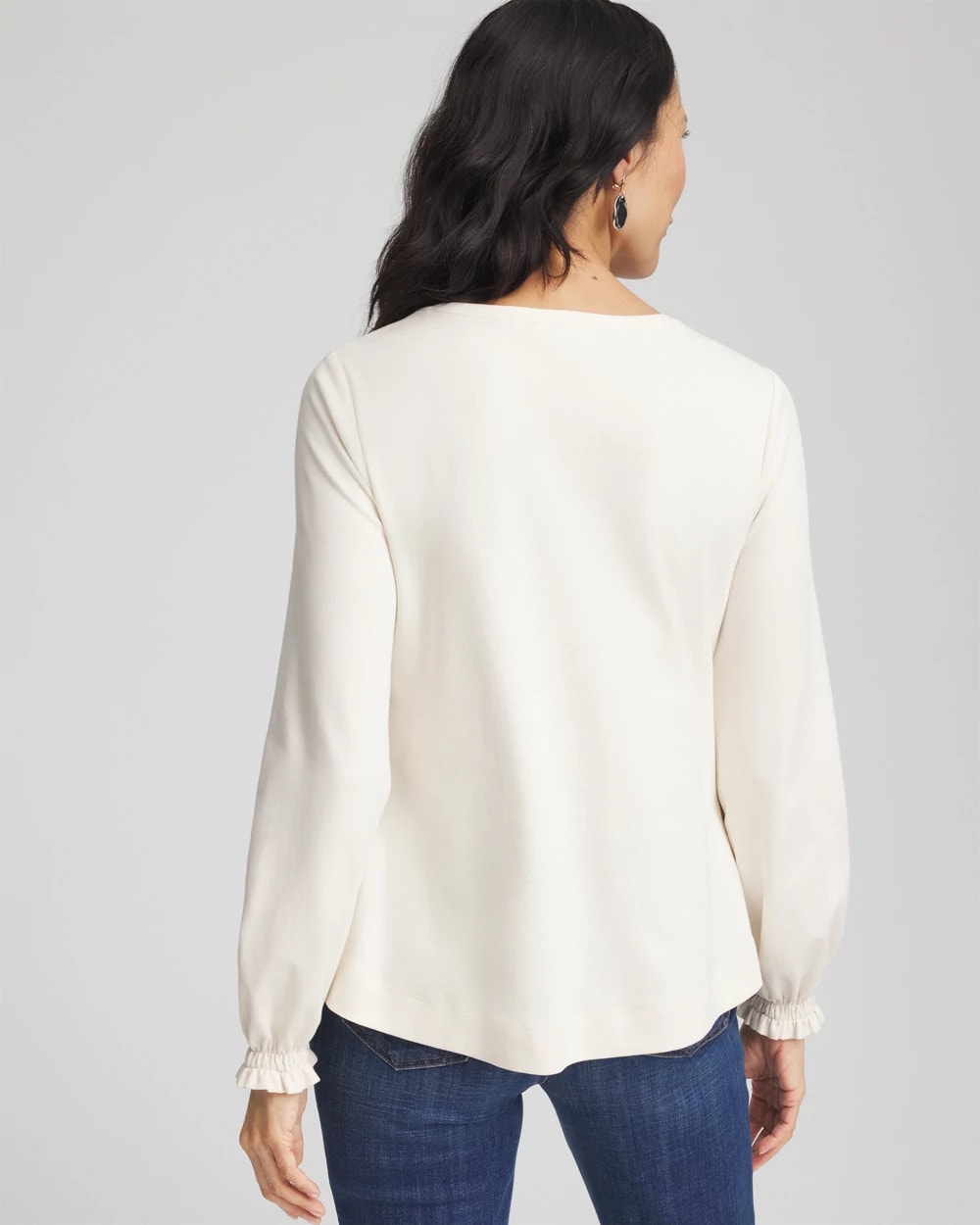 Chico's Sale - Embellished Long-sleeve Top English Cream