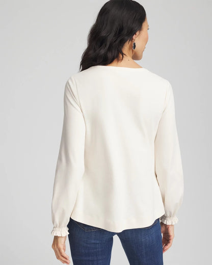 Chico's Sale - Embellished Long-sleeve Top English Cream