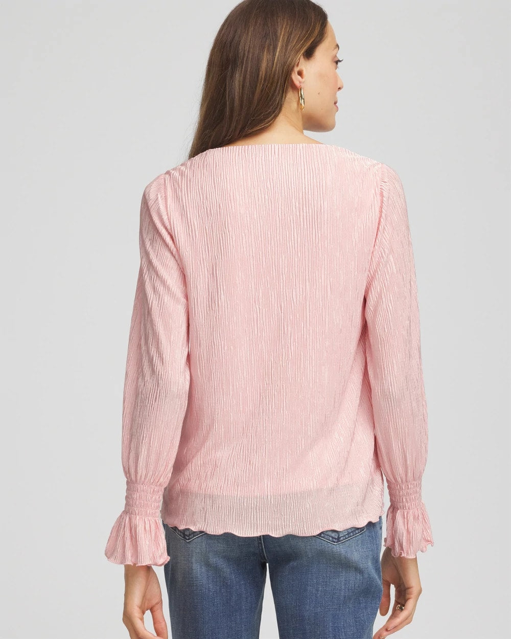 Chico's Great Value - Crinkle Bodre Voop Neck Top Blushed