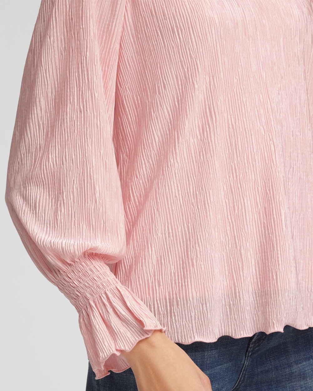 Chico's Great Value - Crinkle Bodre Voop Neck Top Blushed