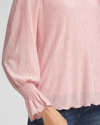 Chico's Great Value - Crinkle Bodre Voop Neck Top Blushed