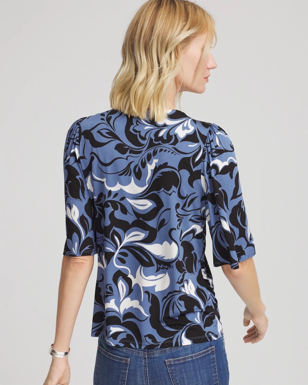 Chico's Value - Stretch-Knit Flutter-Sleeve Tee Blue Lotus