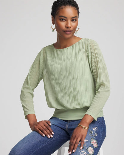 Chico's Featured - Touch of Cool™ Textured Banded-Hem Top Sage Meadow