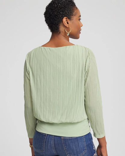 Chico's Featured - Touch of Cool™ Textured Banded-Hem Top Sage Meadow