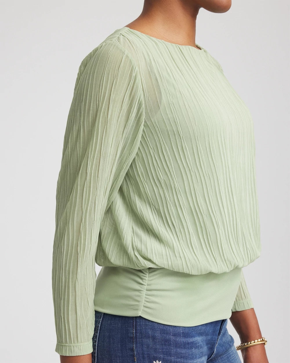 Chico's Featured - Touch of Cool™ Textured Banded-Hem Top Sage Meadow