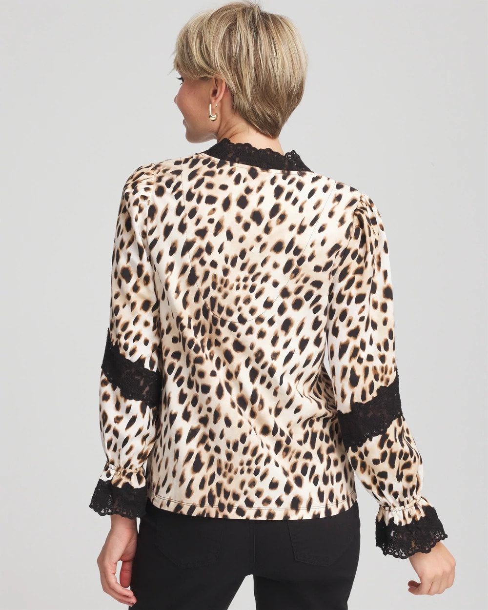 Chico's Special Offer - Animal Print Long-Sleeved Top English Cream