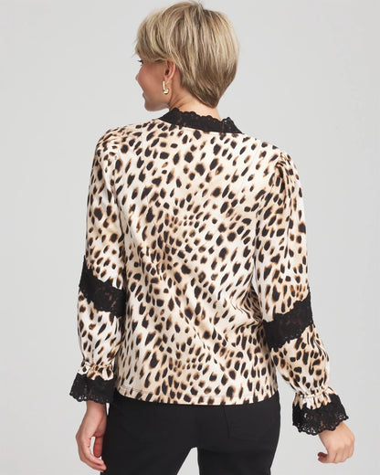 Chico's Special Offer - Animal Print Long-Sleeved Top English Cream
