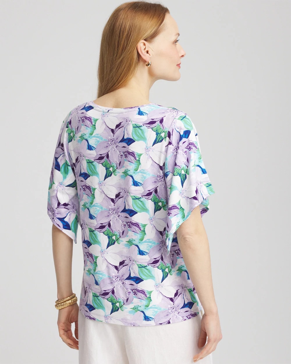Chico's New - Touch of Cool™ Lily Handkerchief-Sleeve V-Neck Tee Gentle Lavender