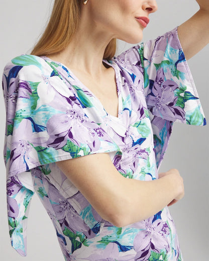 Chico's New - Touch of Cool™ Lily Handkerchief-Sleeve V-Neck Tee Gentle Lavender
