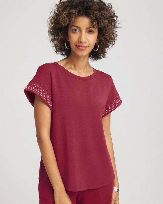 Chico's Smart Buy - Zenergy® Embellished Short-Sleeve Top Russet Red