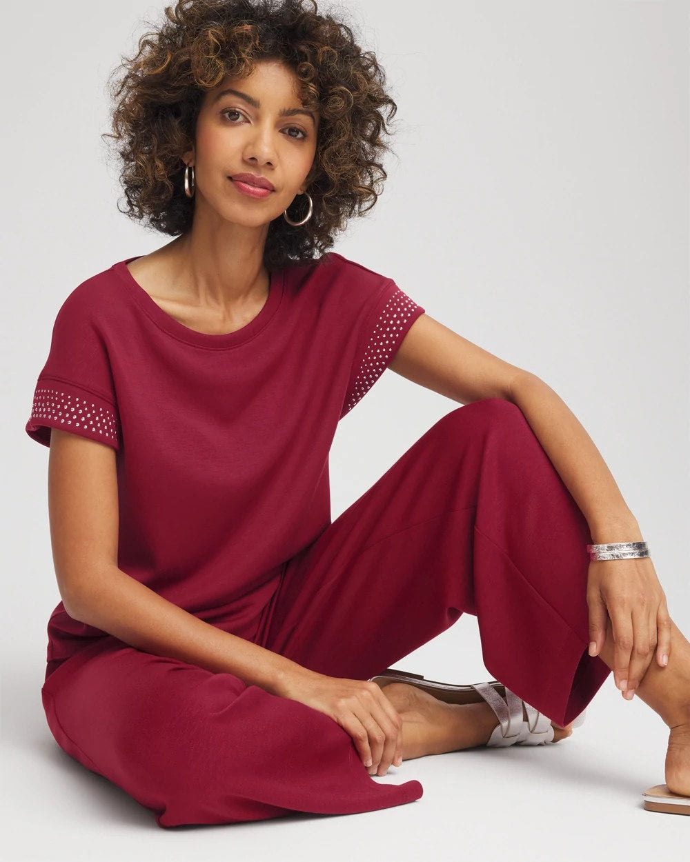 Chico's Smart Buy - Zenergy® Embellished Short-Sleeve Top Russet Red