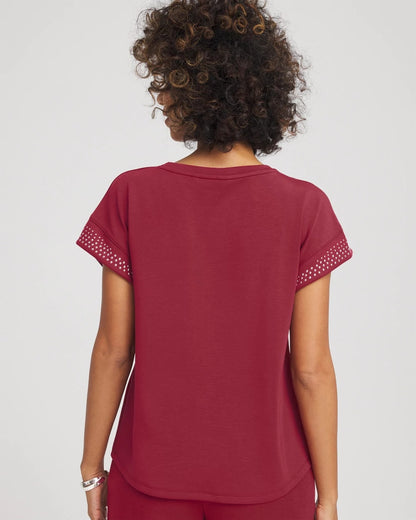 Chico's Smart Buy - Zenergy® Embellished Short-Sleeve Top Russet Red