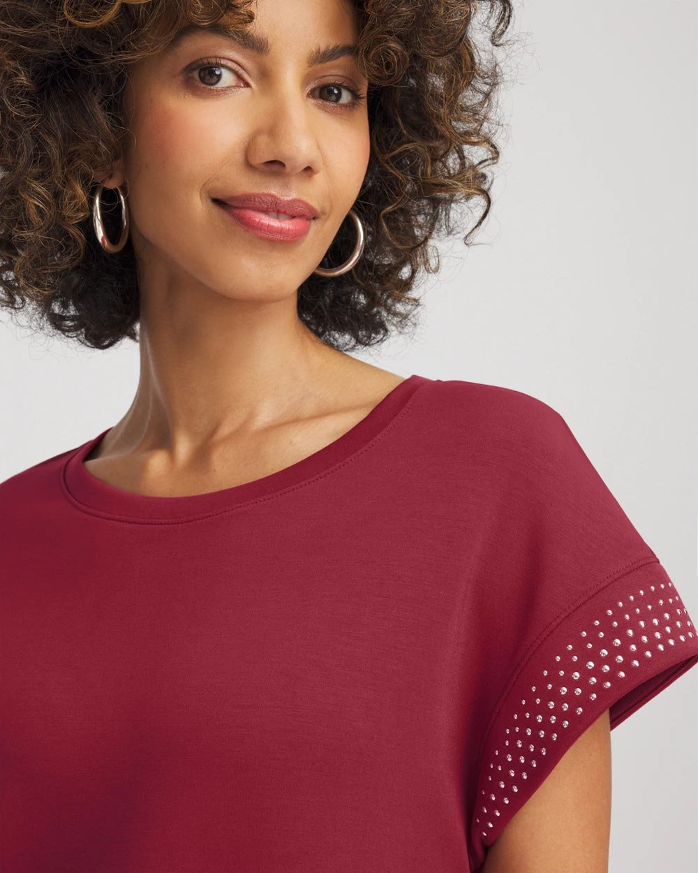 Chico's Smart Buy - Zenergy® Embellished Short-Sleeve Top Russet Red