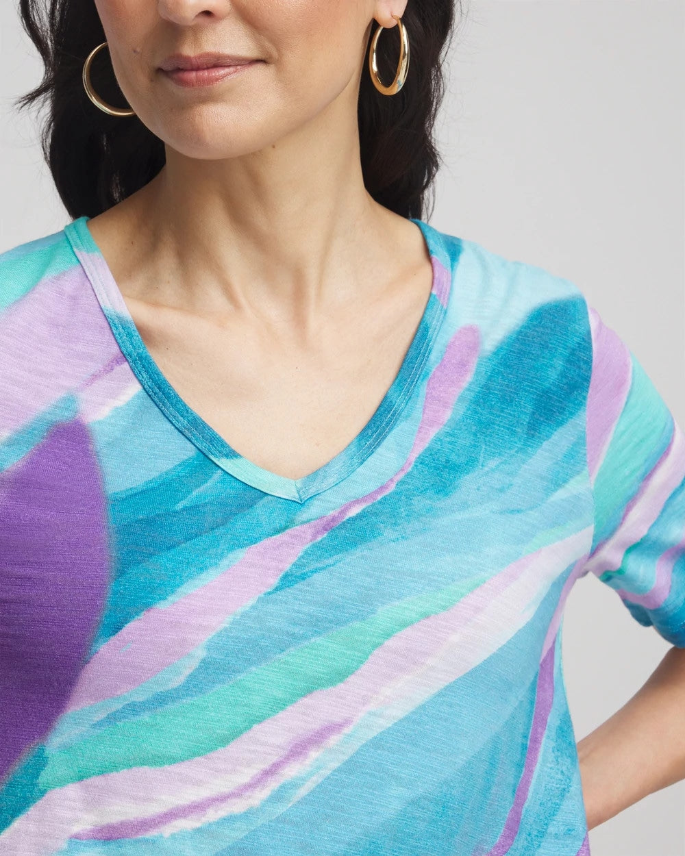 Chico's Best Price - Sea Print Short Sleeve Forward-Seam Tee Paradiso Blue
