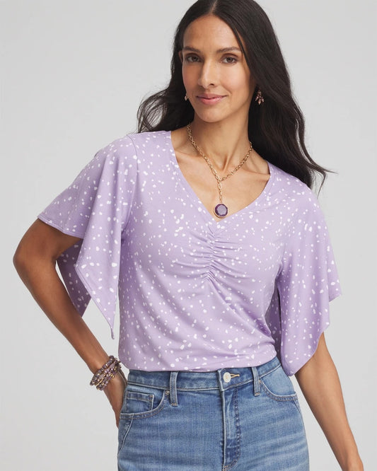Chico's Deals - Touch of Cool™ Handkerchief-Sleeve V-Neck Tee Gentle Lavender