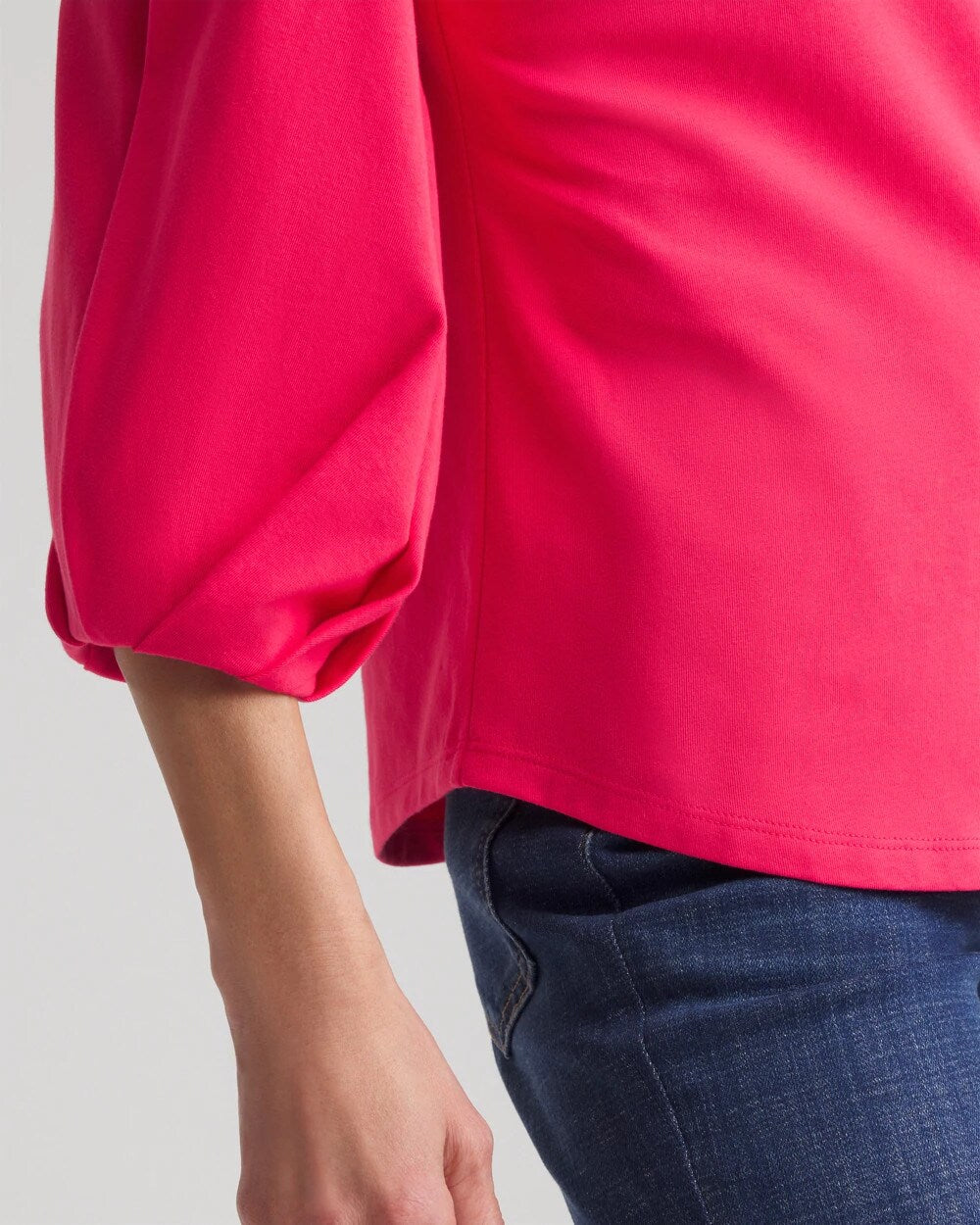 Chico's Trusted - Cotton Tuck Sleeve Tee Dried Roses