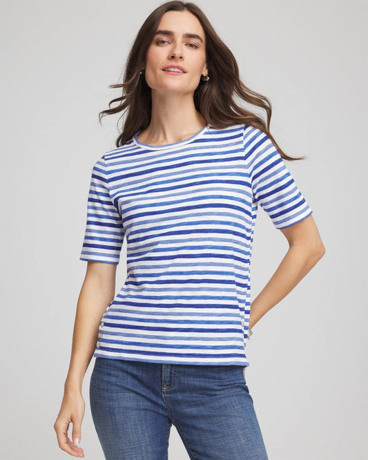 Chico's Popular - Slub Short Sleeve Tee Blue Pearl