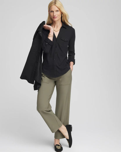 Chico's Discount - Collared Henley Shirt Black
