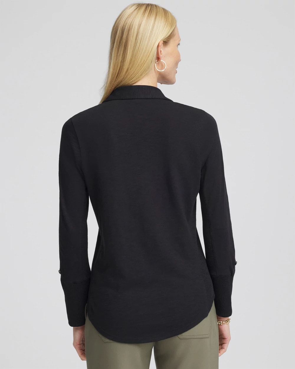 Chico's Discount - Collared Henley Shirt Black