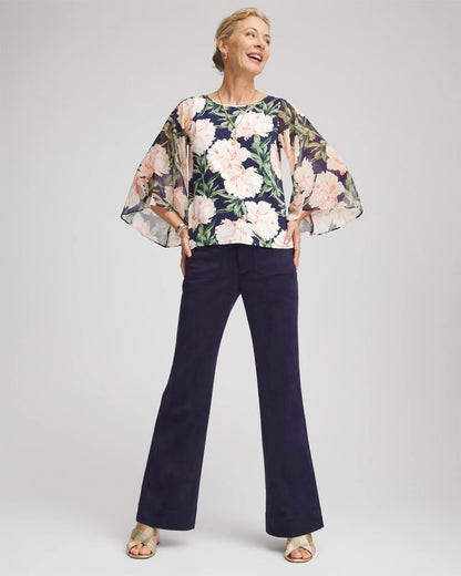 Chico's Classic - Georgette Angel-Sleeved Top Darkest Spruce