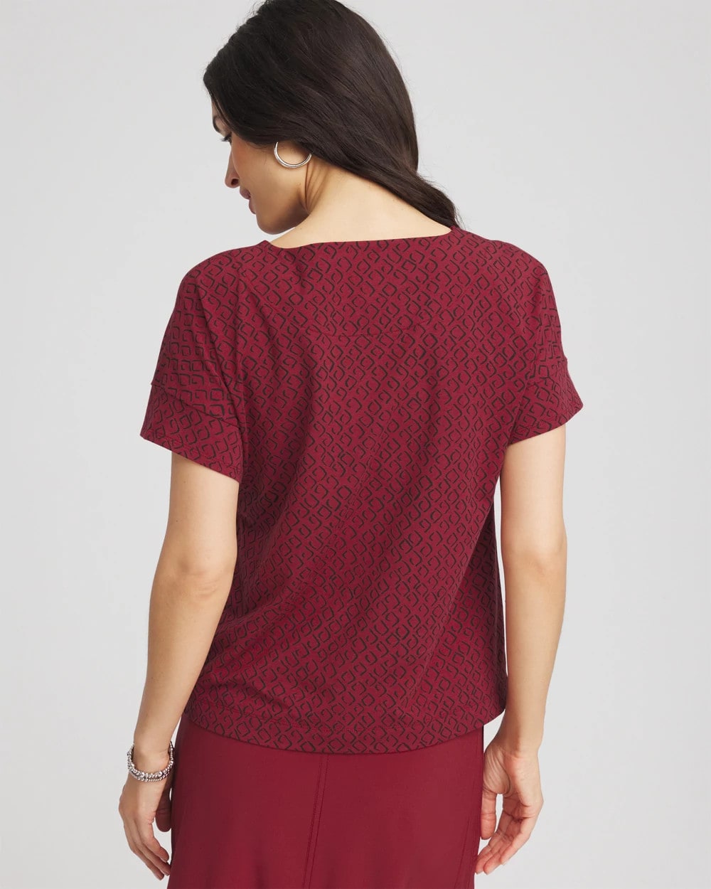 Chico's Essential - Zenergy® UPF Geo-Print Dolman Top Russet Red