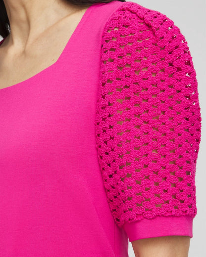 Chico's Quality - Touch of Cool™ Crochet Lace Square-Neck Tee Crushed Berries