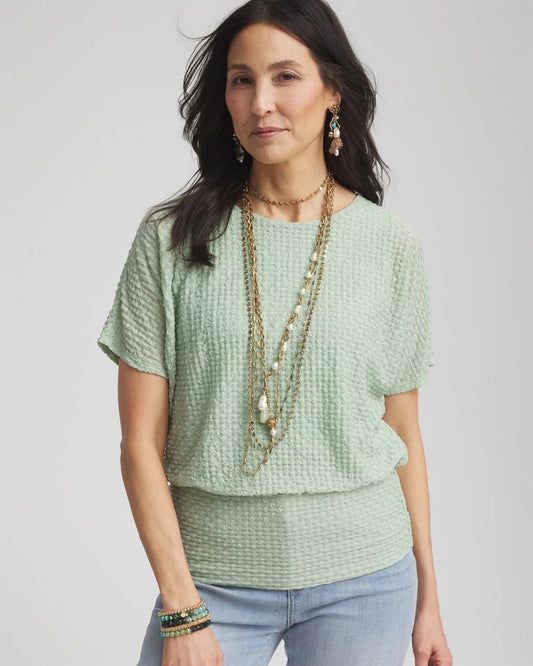 Chico's Deals - Jacquard Banded Hem Top Moroccan Mint